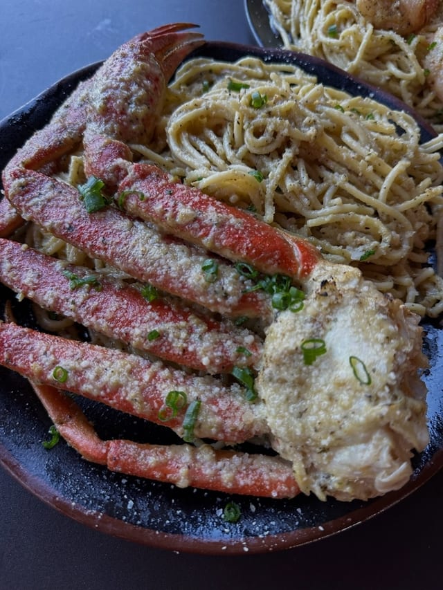 Garlic Noodles with Snow Crab.