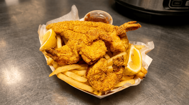 Fried Shrimp & Catfish Combo Basket.